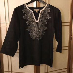 Black tunic with intricate embroidery